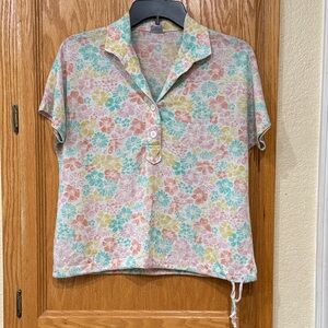 Vintage Pykettes Lightweight Floral Button-Up Collared Shirt - Size Medium
